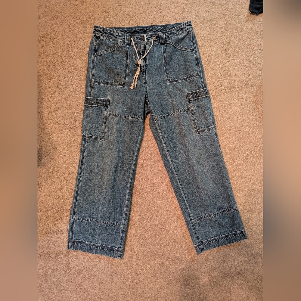 Casual Blue Wide-Leg Denim Pants